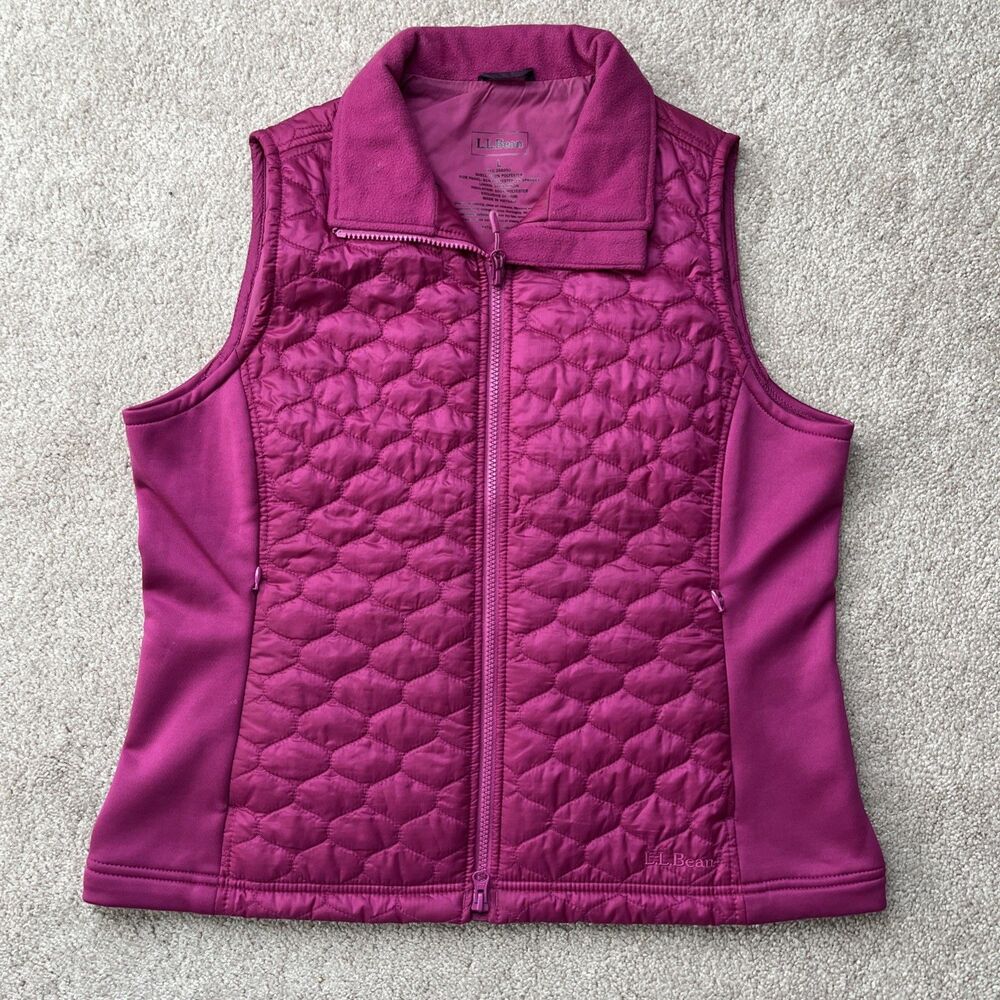 LL Bean Quilted Vest Women Large Purple Thinsulate Lightweight Outdoors Gorpcore